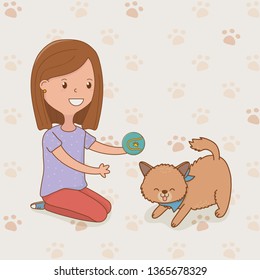 young woman with cute cat mascot