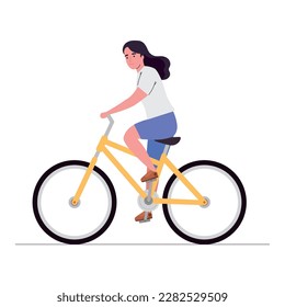 Young woman cycling for fun icon isolated