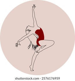 Young woman dancer in a free dance lineart