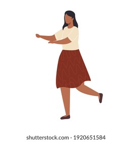 young woman dancing avatar character vector illustration design