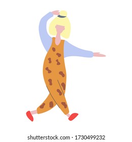 Mujer joven bailando. Ilustración vectorial plana. Invitar a bailar.