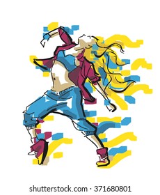 young woman dancing hip hop
