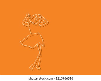 Young woman dancing isolated line drawing, vector illustration design. Music collection.