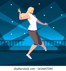 young woman dancing in nightclub vector illustration design