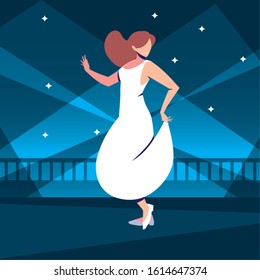 young woman dancing in nightclub vector illustration design