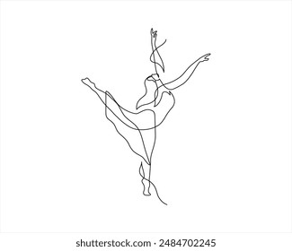 young woman dancing one line art Dancing girl continuous one line drawing vector