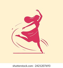 Young woman dancing silhouette illustration