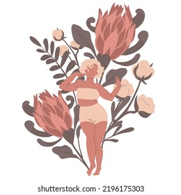 Young woman dancing vector illustration.