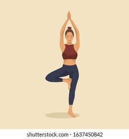 Young woman demonstrating various yoga or pilates positions isolated on light background. Concept health lifestyle. Sports female character. Stock vector illustration in flat style for sports blog.