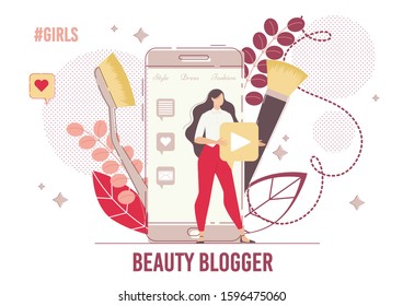 Young Woman Developing Internet Video Channel about Cosmetics Trends, Makeup Tutorials. Online Beauty Trading Platform Creation. Fashion Blogging in Social Media Network. Internet Influencer
