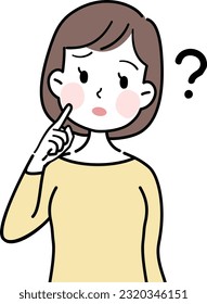 young woman with different facial expressions: question