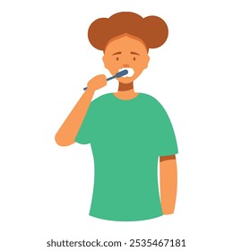 Young woman is diligently brushing her teeth, emphasizing the importance of oral hygiene