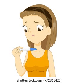 Young Woman Disappointed Over a Negative Pregnancy Test Result