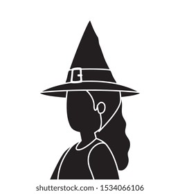 young woman disguised witch isolated icon vector illustration design