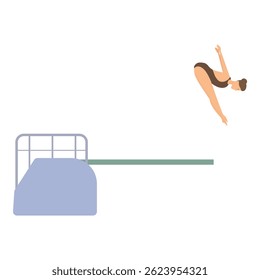 Young woman diving from the springboard in a swimming pool
