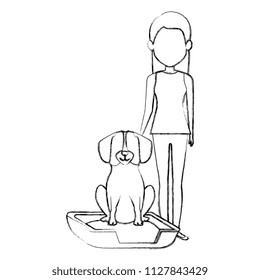 young woman with dog in bed characters