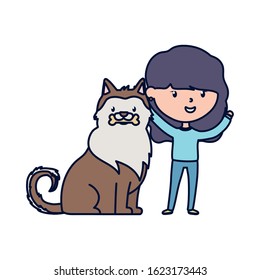 young woman with dog love adoption campaign vector illustration