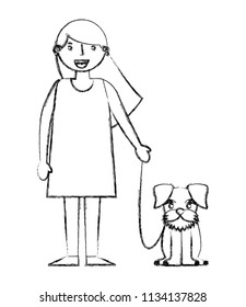 young woman with dog mascot avatar character