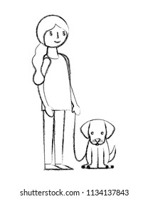 young woman with dog mascot avatar character
