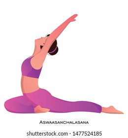 Young woman doing aswaasanchal asana pose.