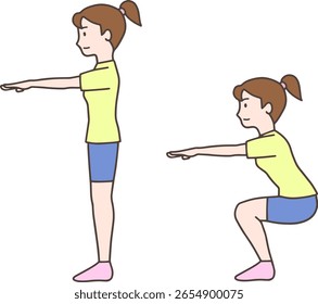 Jovem mulher fazendo exercício de agachamento de peso corporal