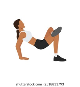 Jovem fazendo pose de ponte e pernas cruzadas. Ilustração de vetor plano isolada no plano de fundo branco