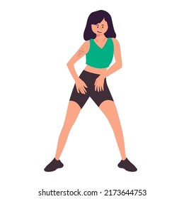 Young woman doing dancing exercise, illustration concept.