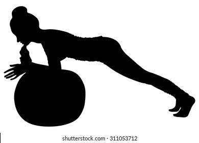 young woman doing exercise with pilates ball