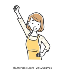 A young woman doing a fist pump