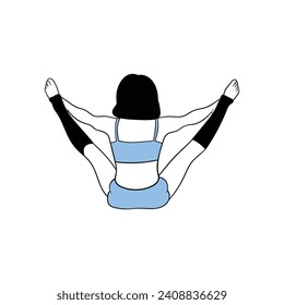 Young woman doing gymnastics or callisthenics flat vector illustration