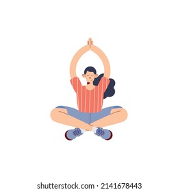 young woman doing lotus position character