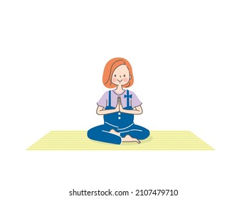 Young Woman Doing Maternity Yoga Stock Illustration