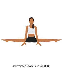 Young woman doing Reverse Table Top Pose Legs In Figure Four or Ardha Purvottanasana Pada Ardha Utkatasana. Flat vector illustration isolated on white background