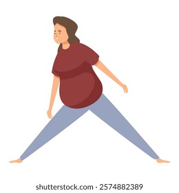 Young woman doing stretching exercise wearing comfortable clothes