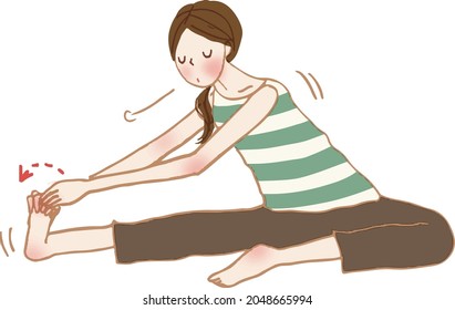 A young woman doing stretching exercises.