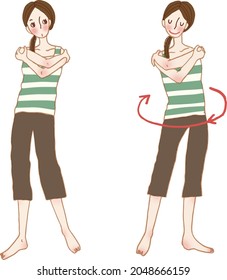A young woman doing stretching exercises.