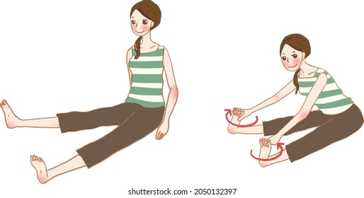 A young woman doing stretching exercises.