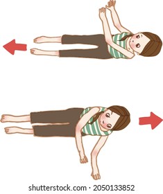 A young woman doing stretching exercises.
