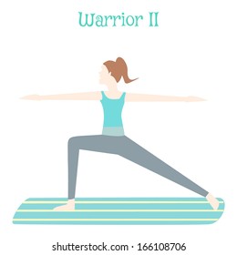  Young Woman Doing Warrior 2 Yoga Pose