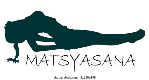 young woman doing yoga asana - fish pose isolated, matsyasana