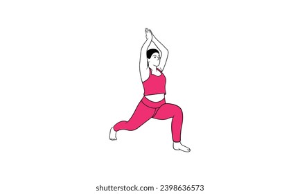 Young  woman doing yoga exercises, practicing meditation and stretching. Female character in yoga studio or home. Trendy flat vector illustration.