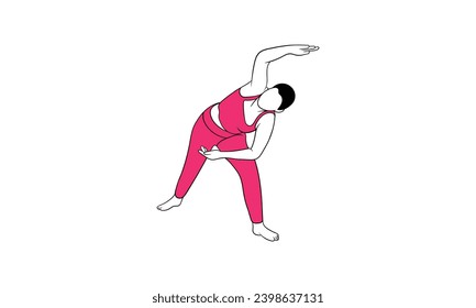 Young  woman doing yoga exercises, practicing meditation and stretching. Female character in yoga studio or home. Trendy flat vector illustration.