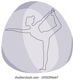 Young woman doing yoga or fitness exercises. Standing Bow Pulling Pose. Healthy lifestyle symbol. Collection icon yoga positions  - Vector icon
