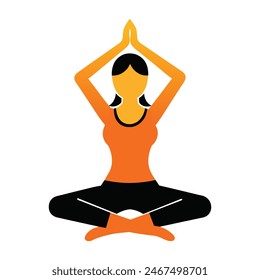 Young woman doing yoga Lotus pose Padmasana. Fitness concept. Illustration on a white background.