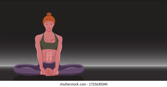 The young woman doing yoga, The new normal life style, the outbreak of the corona virus covid 19, people working at home, communication,  people are using  more and more applications to live a life.