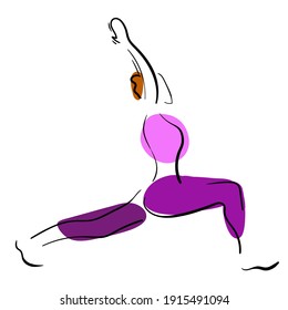 Young woman doing yoga one stroke drawing, asana, simple vector illustration