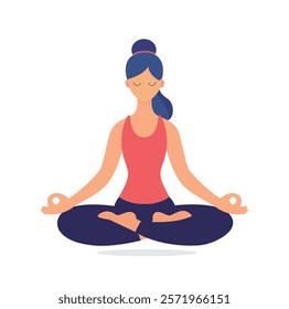 Young woman doing a yoga pose. Fla vector illustration. 