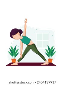 Young woman doing yoga. Vector illustration 