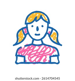 young woman doodle icon sketch vector. young woman sign. isolated symbol illustration
