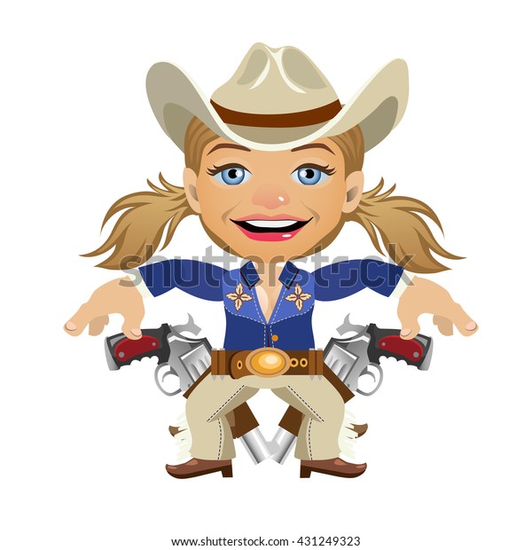 Young Woman Dressed Cowboy Armed Dangerous Stock Vector (royalty Free 